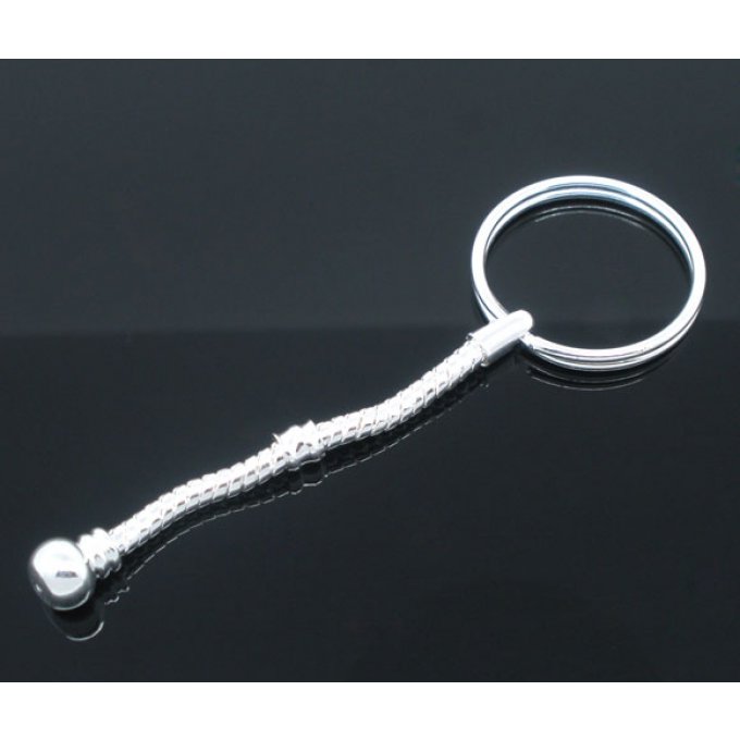 Porte-clés pour perles style Pandora longueur 8cm couleur argent