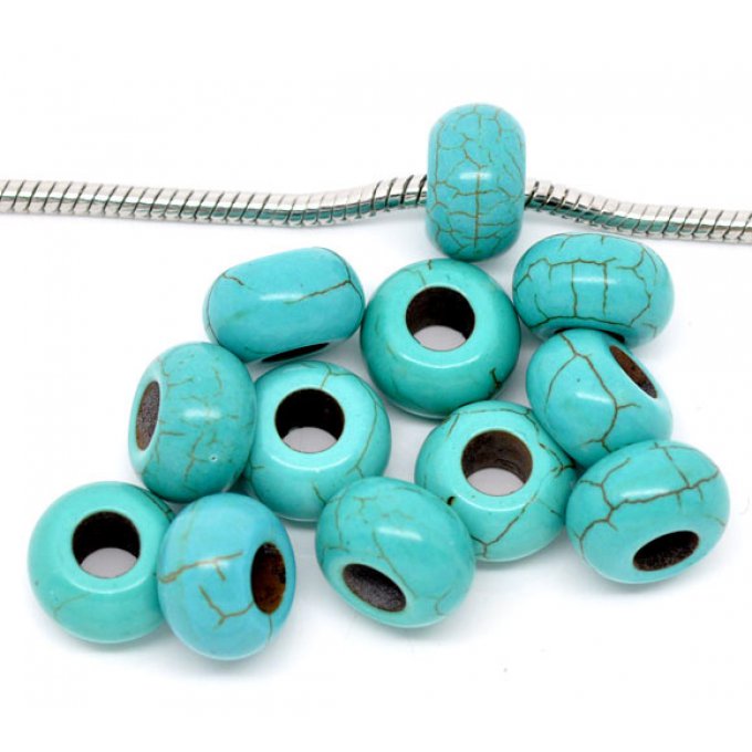 Perle Européenne en turquoise Ø 14 mm  bleu 