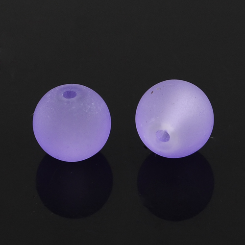 Perles verre transparent givré Ø10mm pourpre moyen (x25)