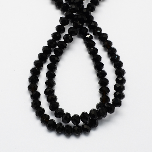 Perles facettées,transparentes,forme d'abaque 6x4mm noir (x50)