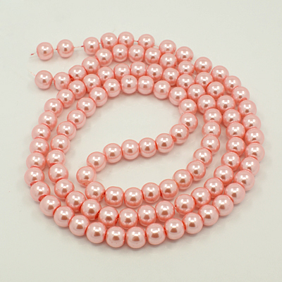 Perles rondes ,nacrées ,6 mm, rose (x25)