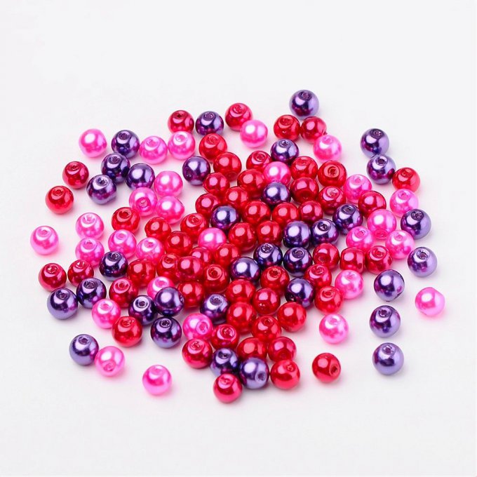 Mélange de 200 perles nacrées Ø6mm Saint-Valentin