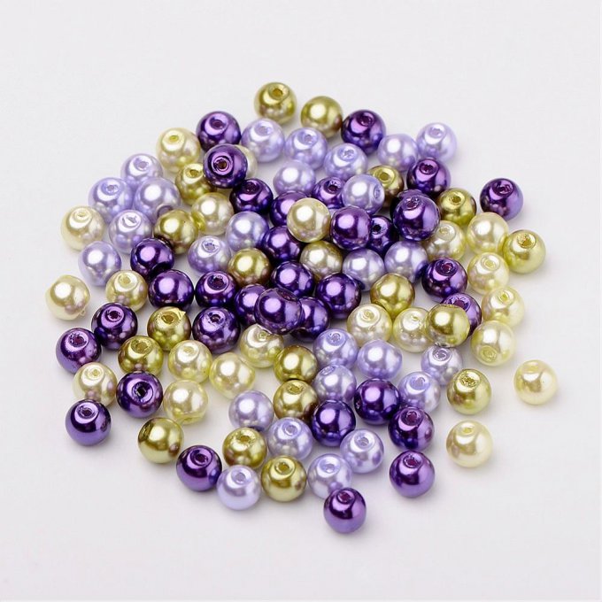 Mélange de 200 perles nacrées Ø6mm  Lavande