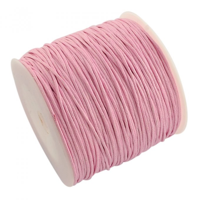 Cordon coton ciré Ø 1mm rose