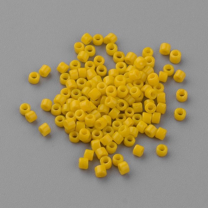 Rocailles (bugle)  tube 1~2x1.5~2mm opaque jaune (x10g) 