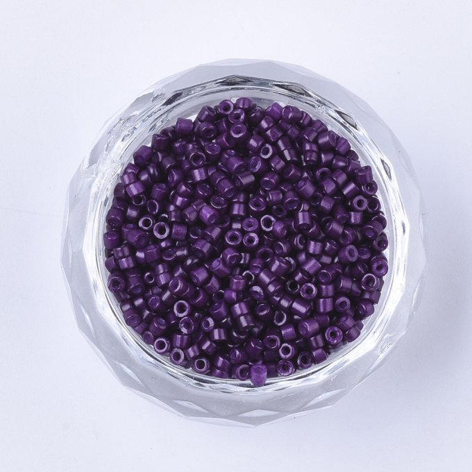 Rocailles (bugle)  tube 1.5~2x1~2mm verni , violet (x20g) 