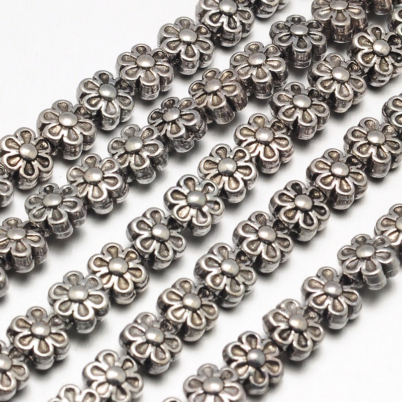 Perles métalliques Ø6.5mm forme fleur  (x10)