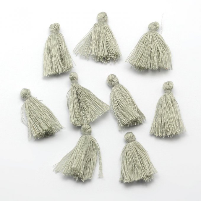 Pompons en fil de coton paquet de 5  gris