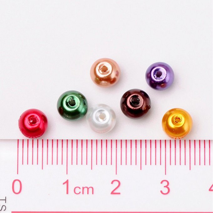 Mélange de 200 perles nacrées Ø6mm  Multicolore