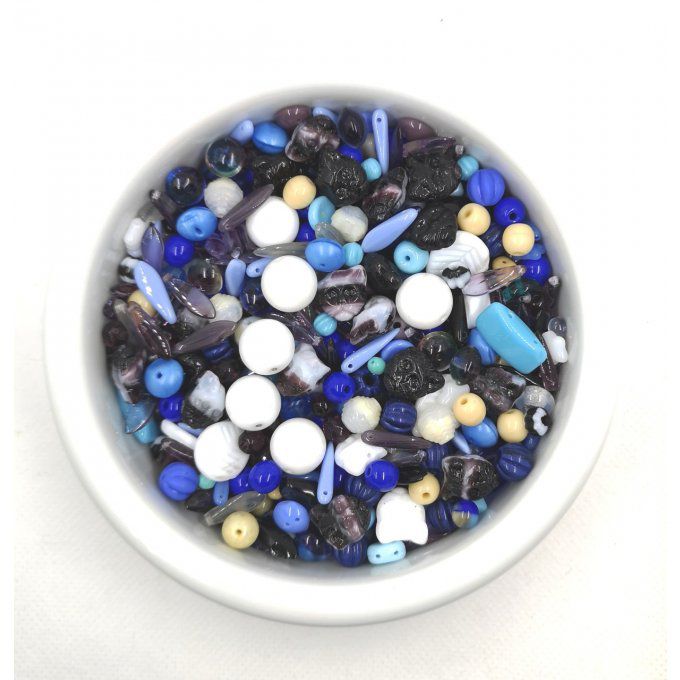 Mélange de perles de verre de Bohème Behind blue eyes (x50g) 