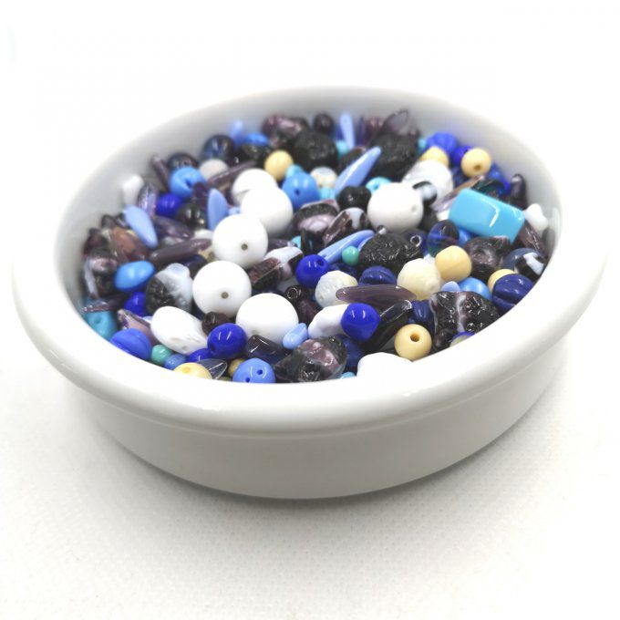 Mélange de perles de verre de Bohème Behind blue eyes (x50g) 