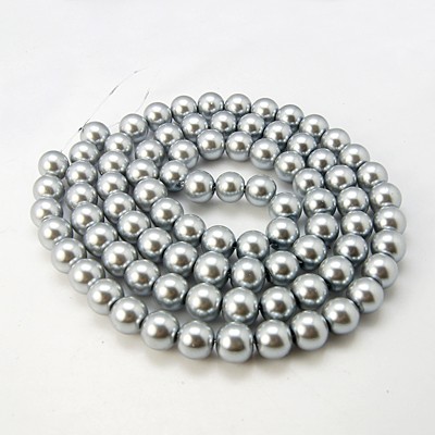 Perles rondes ,nacrées ,6 mm, argent (x25)