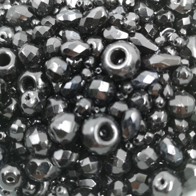 Mélange de perles de verre de Bohème  Black night stars (x50g)  