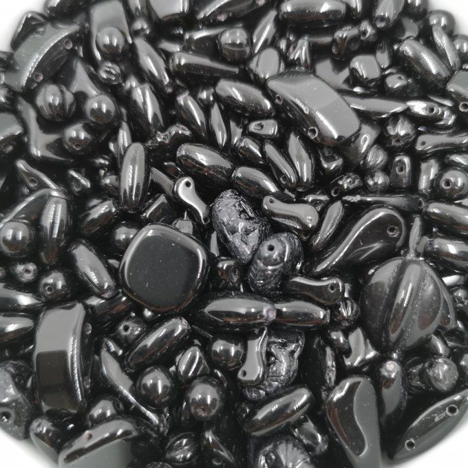 Mélange de perles de verre de Bohème Black satin night (x50g) 