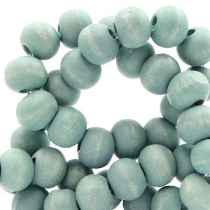 50 perles rondes en bois Ø 8mm couleur bleu aqua foncé