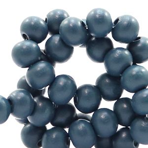 50 perles rondes en bois Ø 8mm couleur bleu égéen