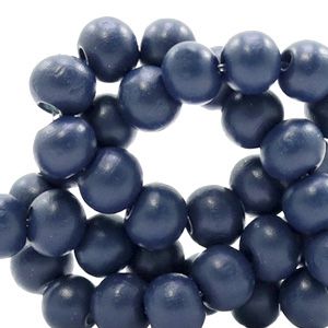 50 perles rondes en bois Ø 8mm couleur bleu foncé