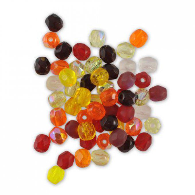 50 Perles facettées de Bohème 4mm assortiment fruit de la passion