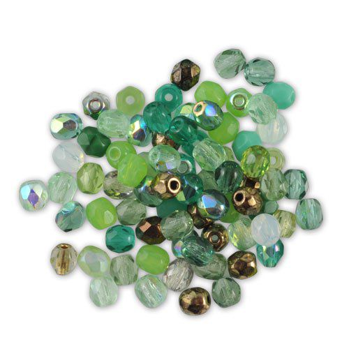 50 Perles facettées de Bohème 4mm assortiment kiwi