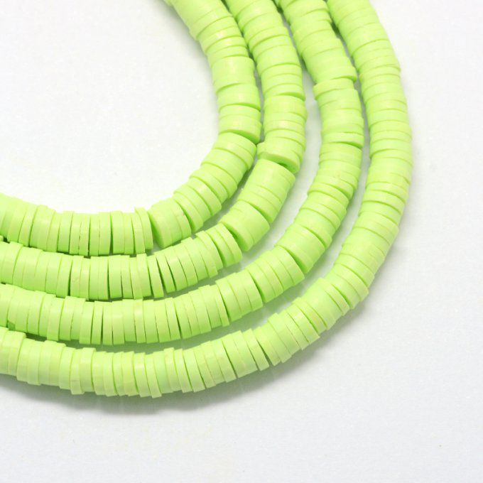 Perles Heishi en pâte polymère 4x1mm (x1 chapelet) couleur vert clair