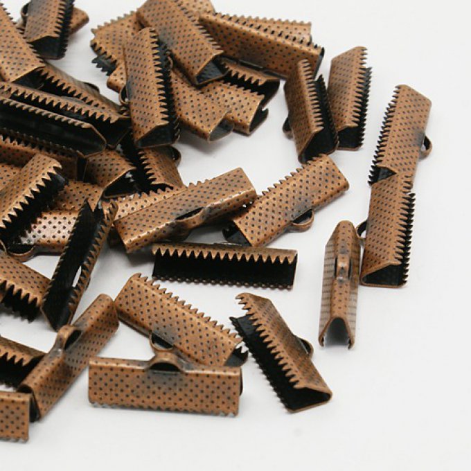 10 Pinces ruban à griffes 20x8x5 mm couleur cuivre