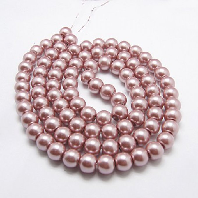 Perles rondes ,nacrées ,10 mm, brun rosé  (x10)