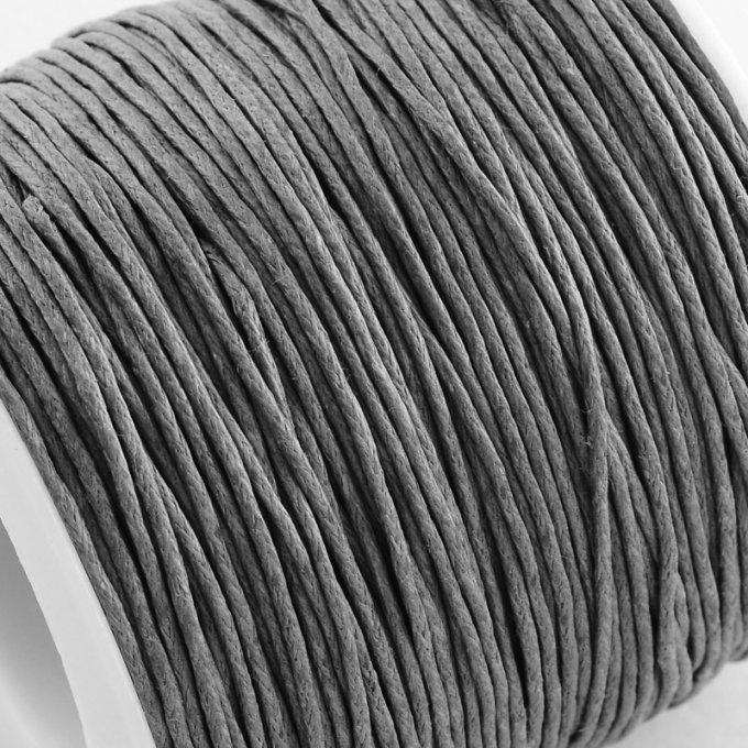 Cordon coton ciré Ø 1mm gris