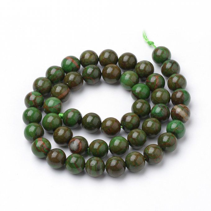 Perle ronde en jade verte naturelle  Ø8mm