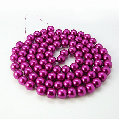Perles rondes ,nacrées ,4 mm, magenta  (env 50)