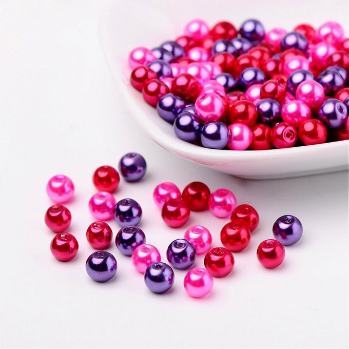 Mélange de 200 perles nacrées Ø6mm Saint-Valentin