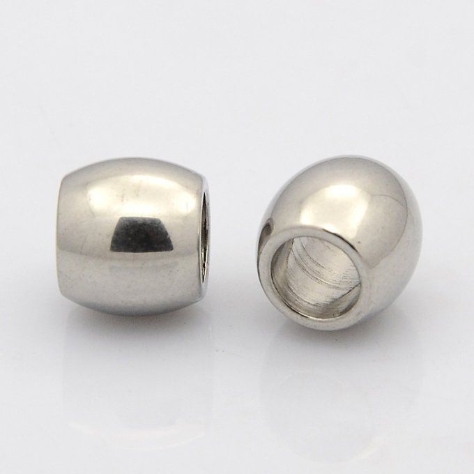 Perle en inox 304  de style Pandora forme de tonneau 10x10mm 