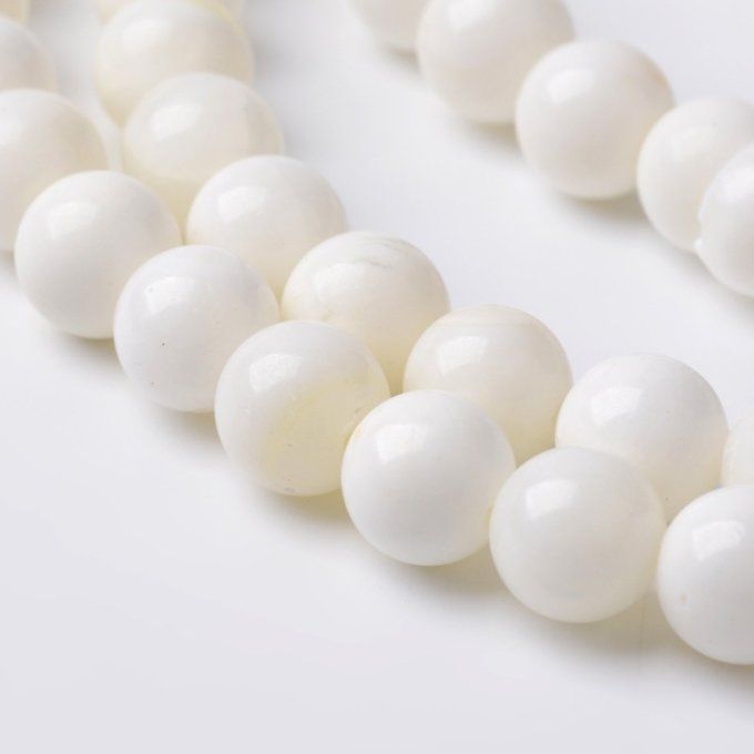 Perle en coquillage naturel diamètre 8.5mm couleur blanche
