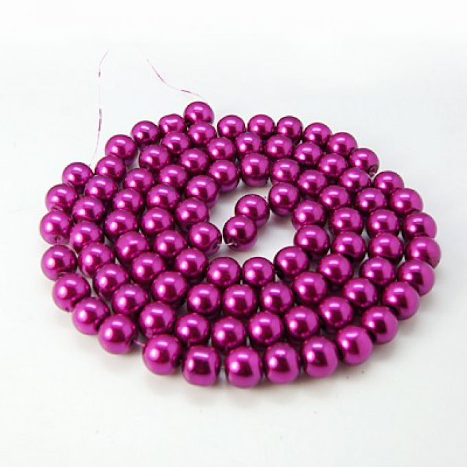 Perles rondes ,nacrées ,6 mm, magenta (x25)