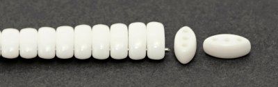 30 Perles Cali de Bohème 3 trous 3x8mm couleur opaque white
