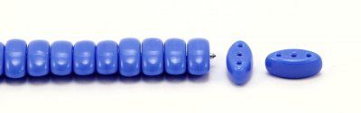30 Perles Cali de Bohème 3 trous 3x8mm couleur opaque blue