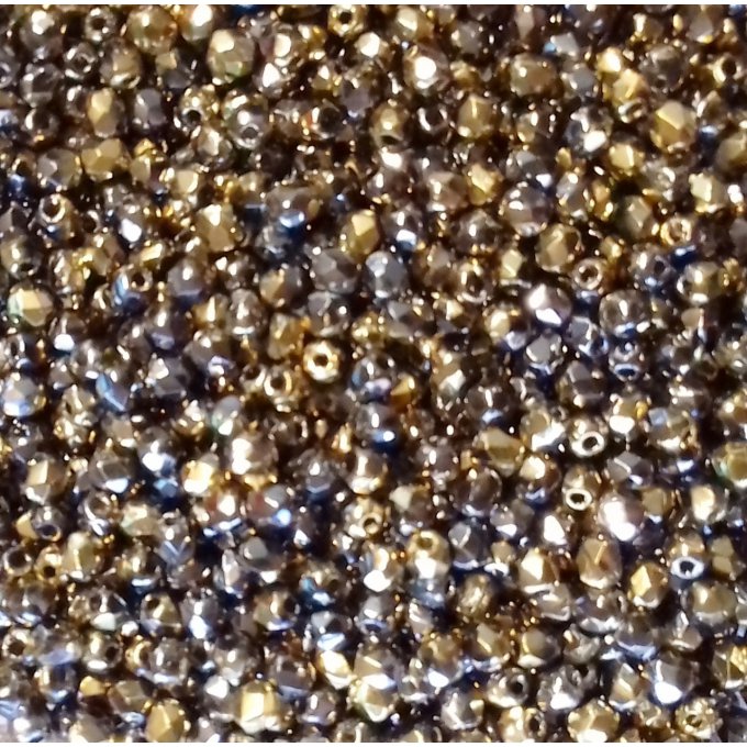 Preciosa 50 perles facettées rondes  3x3mm California graphite