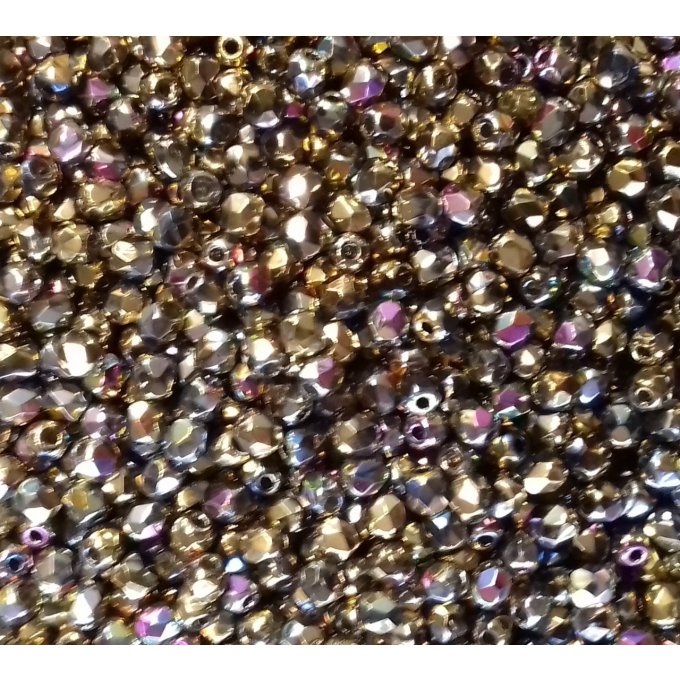 Preciosa 50 perles facettées  rondes 3x3mm California meadows