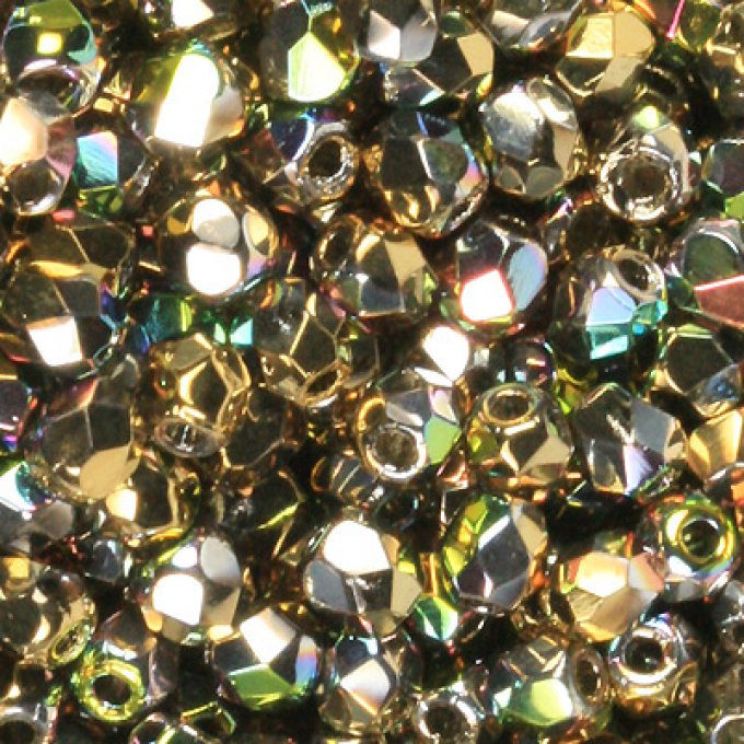 Preciosa 50 perles facettées  rondes 3x3mm California meadows