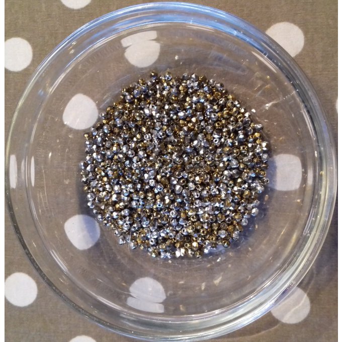 Preciosa 50 perles facettées  rondes 3x3mm California silver