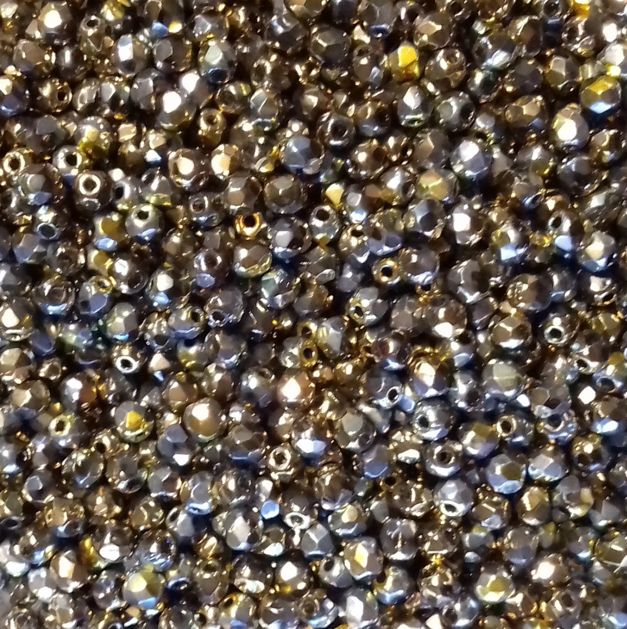 Preciosa 50 perles facettées  rondes 3x3mm California sunshine