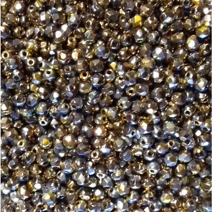 Preciosa 50 perles facettées  rondes 3x3mm California sunshine