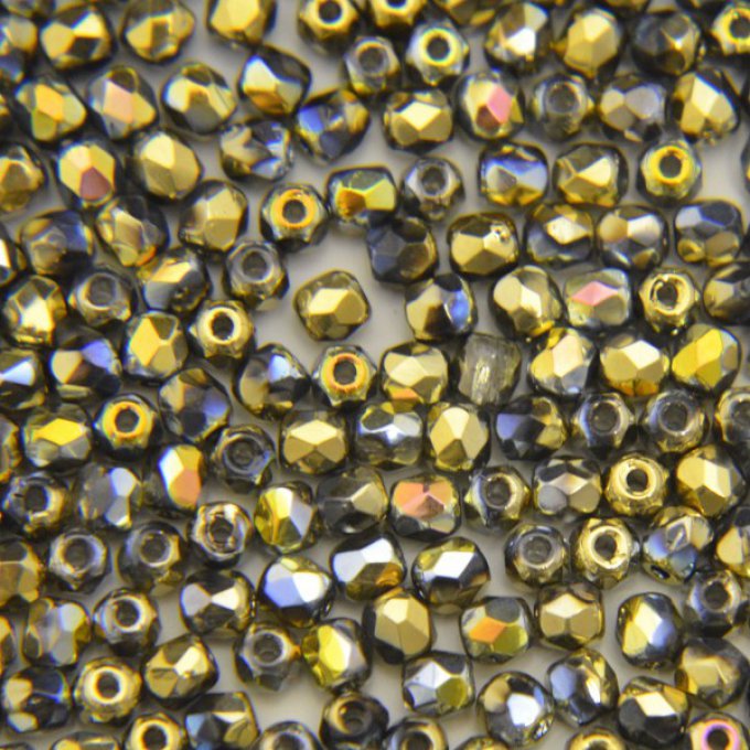 Preciosa 50 perles facettées  rondes 3x3mm California sunshine