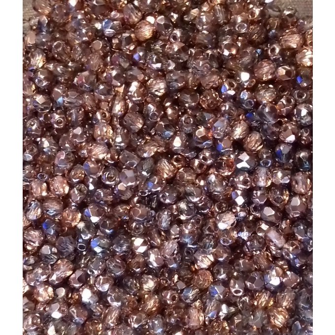Preciosa 50 perles facettées  rondes 3x3mm Capri gold