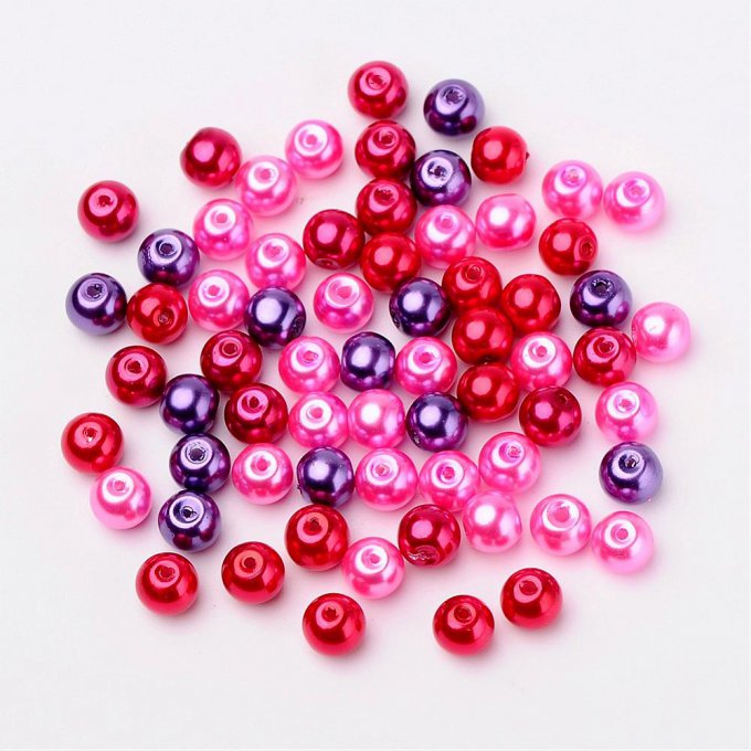 Mélange de 100 perles nacrées Ø8mm Saint-Valentin