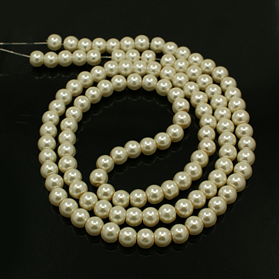 Perles rondes ,nacrées ,6 mm, ivoire (x25)