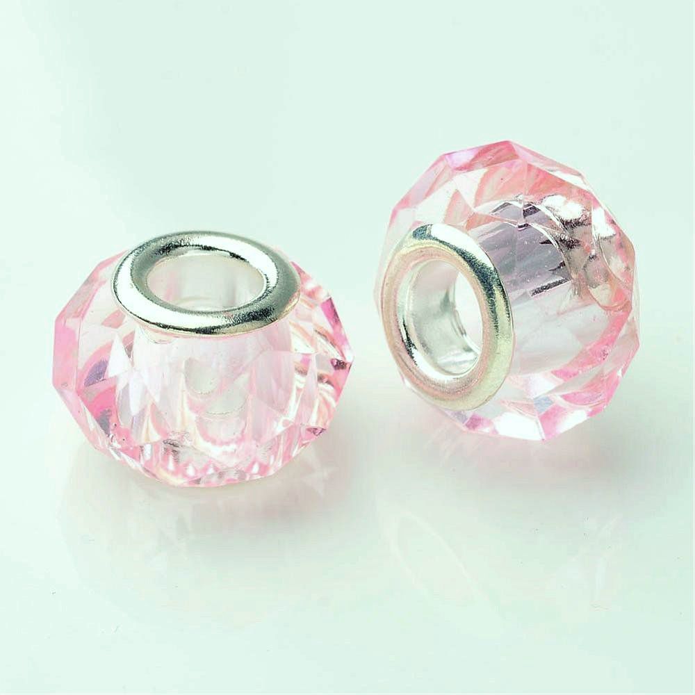 Perle Européenne en verre facetté Ø14x10mm cristal rose