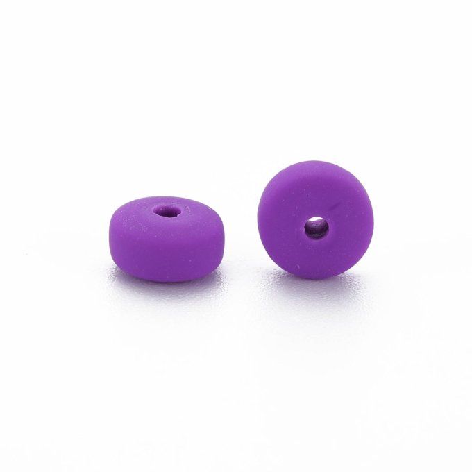 Perles Heishi en pâte polymère 6.5x3mm (x1 chapelet) couleur violet foncé