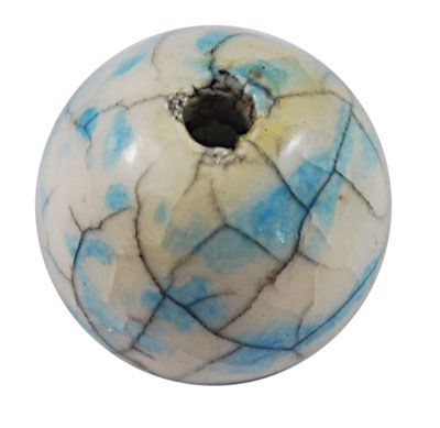 Perle en porcelaine aspect craquelé Ø12mm bleu clair
