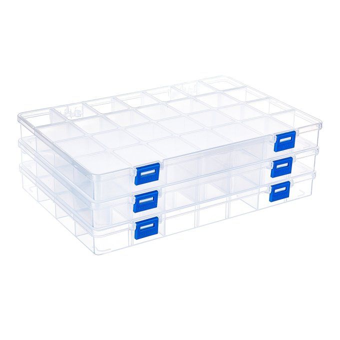 Boites plastique 28.5x20x3cm  28 compartiments (x3)