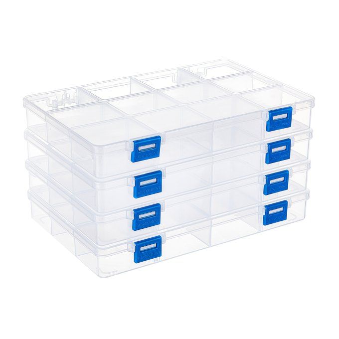 Boites plastique 22.5x15.3x3cm  12 compartiments (x4) 